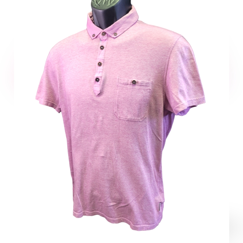 Ted Baker Button Collar Short Sleeve Polo Shirt‎ sz L
